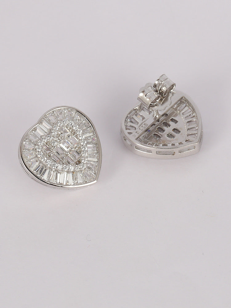 Heart Design Sterling Silver Studs