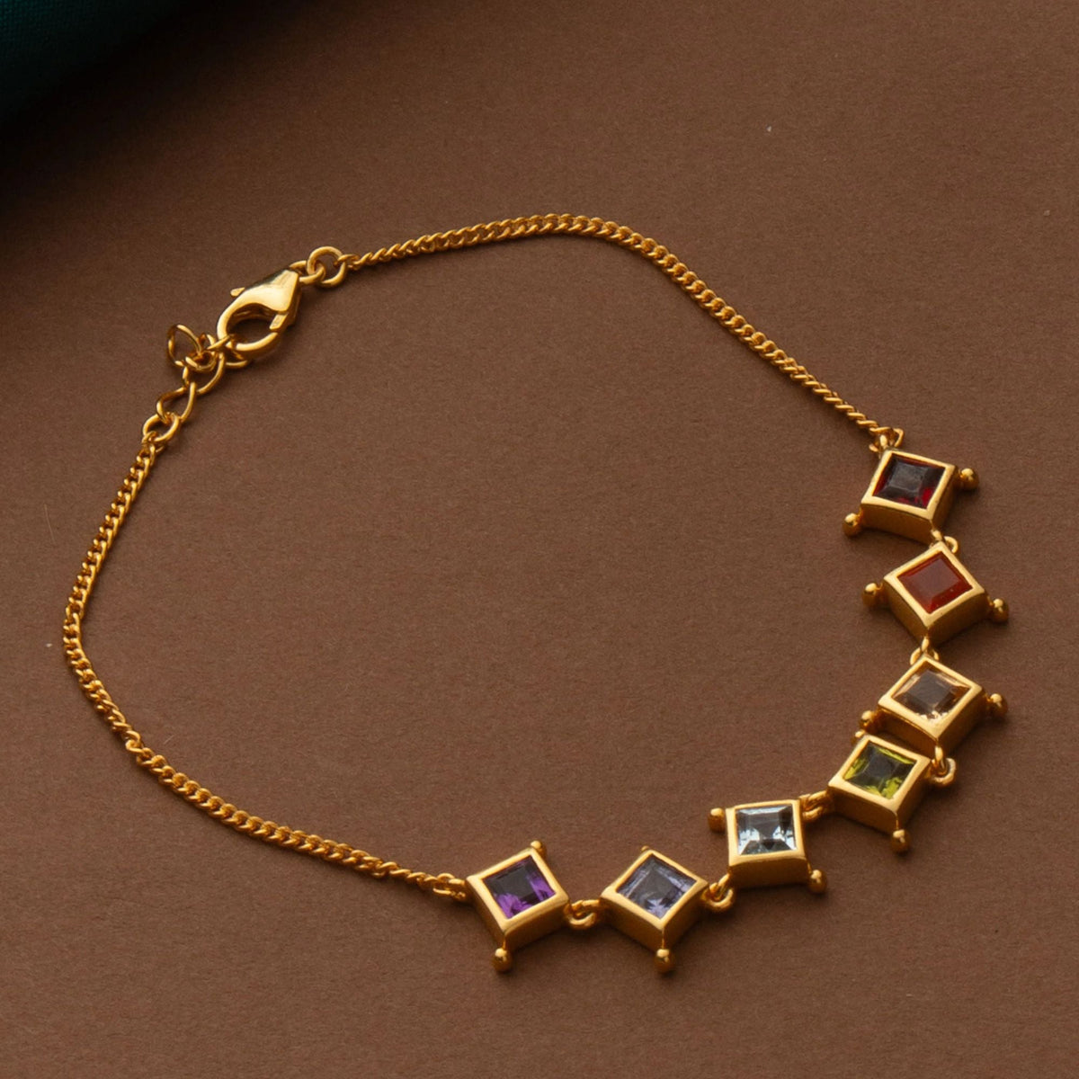 925 Sterling Silver Gold Plated Chakra Bracelet for Women | Gemstone Bracelet | Handmade Jewelry | Elegant Daily Wear Gift