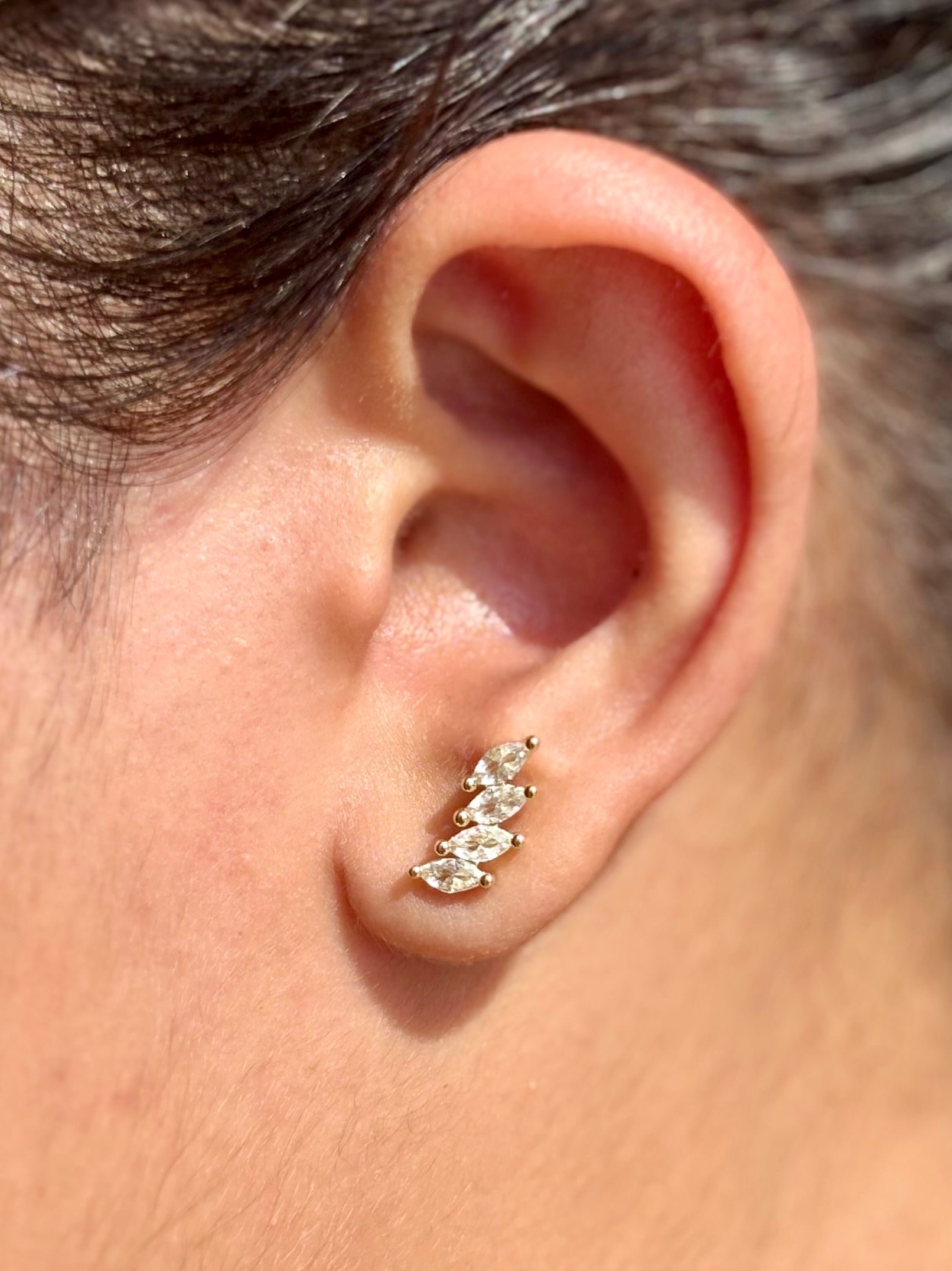 Pair of 18k gold-plated bezel studs �? minimal hypoallergenic studs for everyday and office wear.