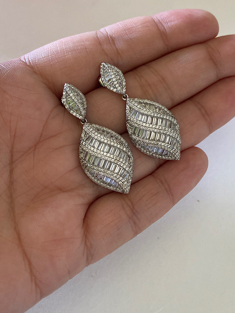 White Silver Earrings