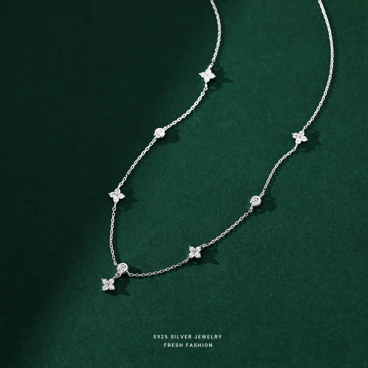 Brd Jewelry 925 Sterling Silver Diamond Minimalist Necklace For Women And Girls