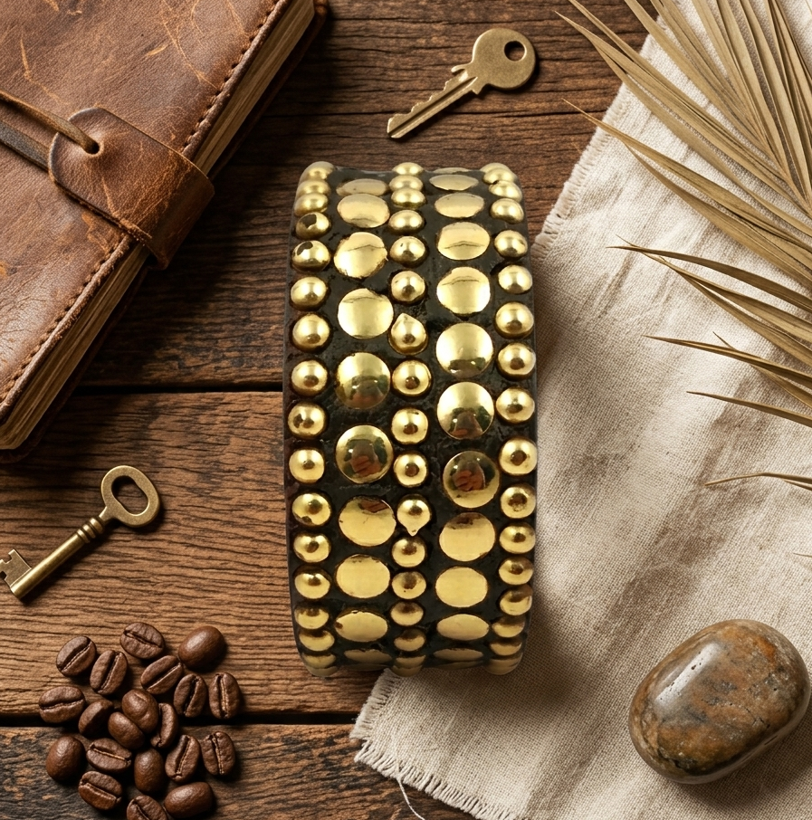 Handcrafted Wooden Studded Bangle Set of 1