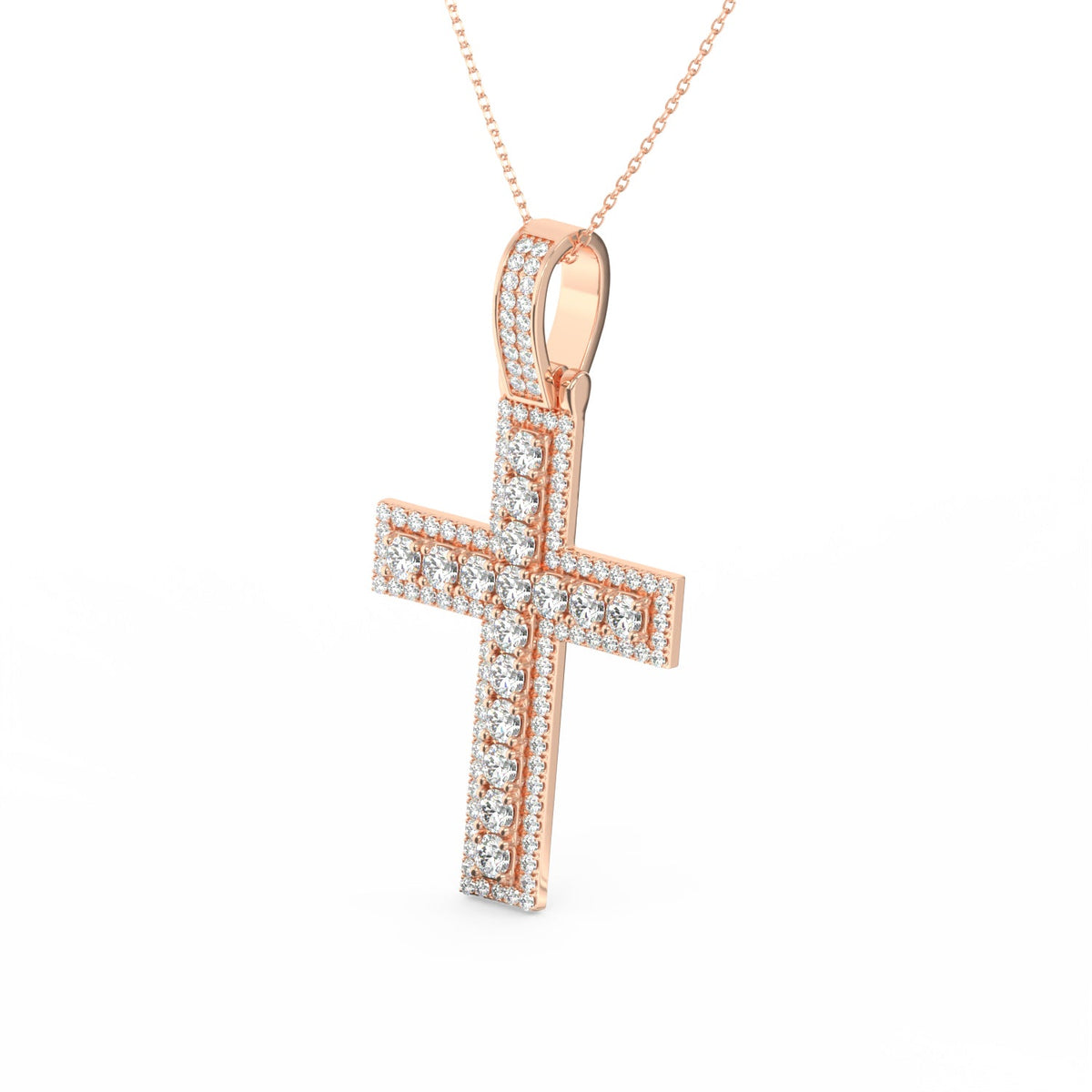 3Ct Round Moissanite Men Cross Pendant 14K Yellow Gold Plated