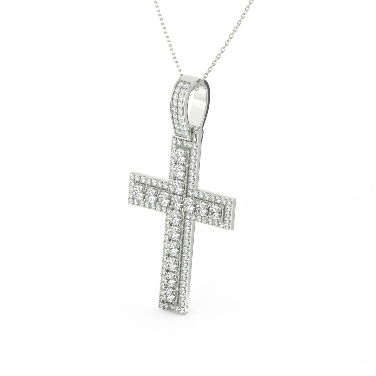 3Ct Round Moissanite Men Cross Pendant 14K Yellow Gold Plated