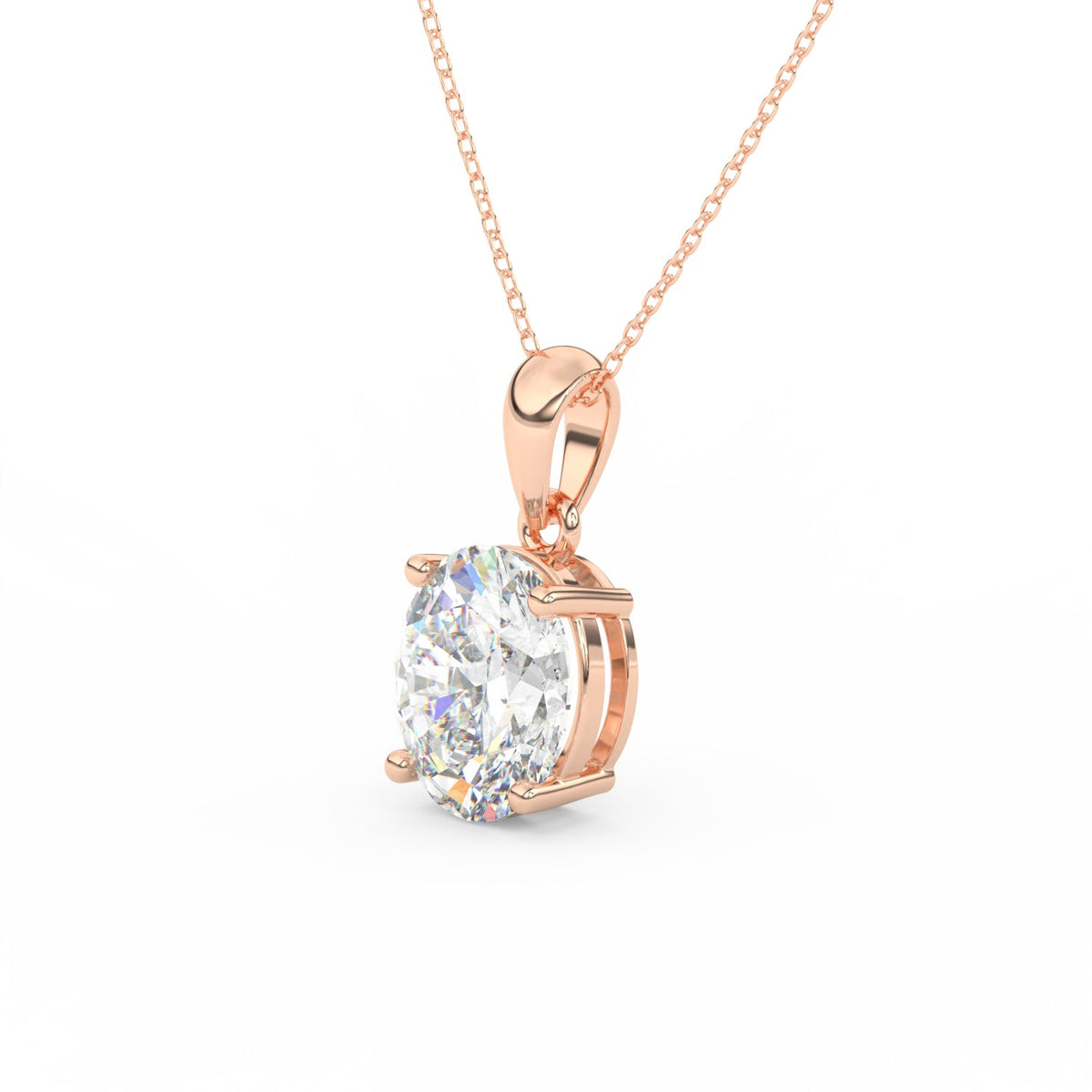 Oval Cut Moissanite Solitaire Pendant in 14K Yellow Gold Plated