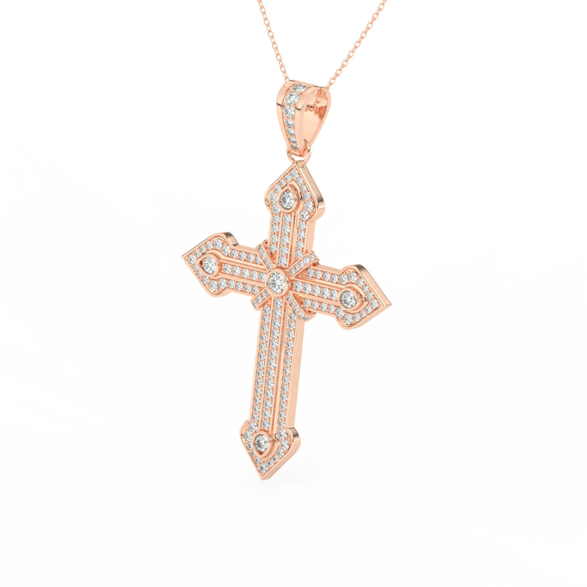 1.51Ct Round Cut Moissanite Men’s Cross Pendant in 14K White Gold