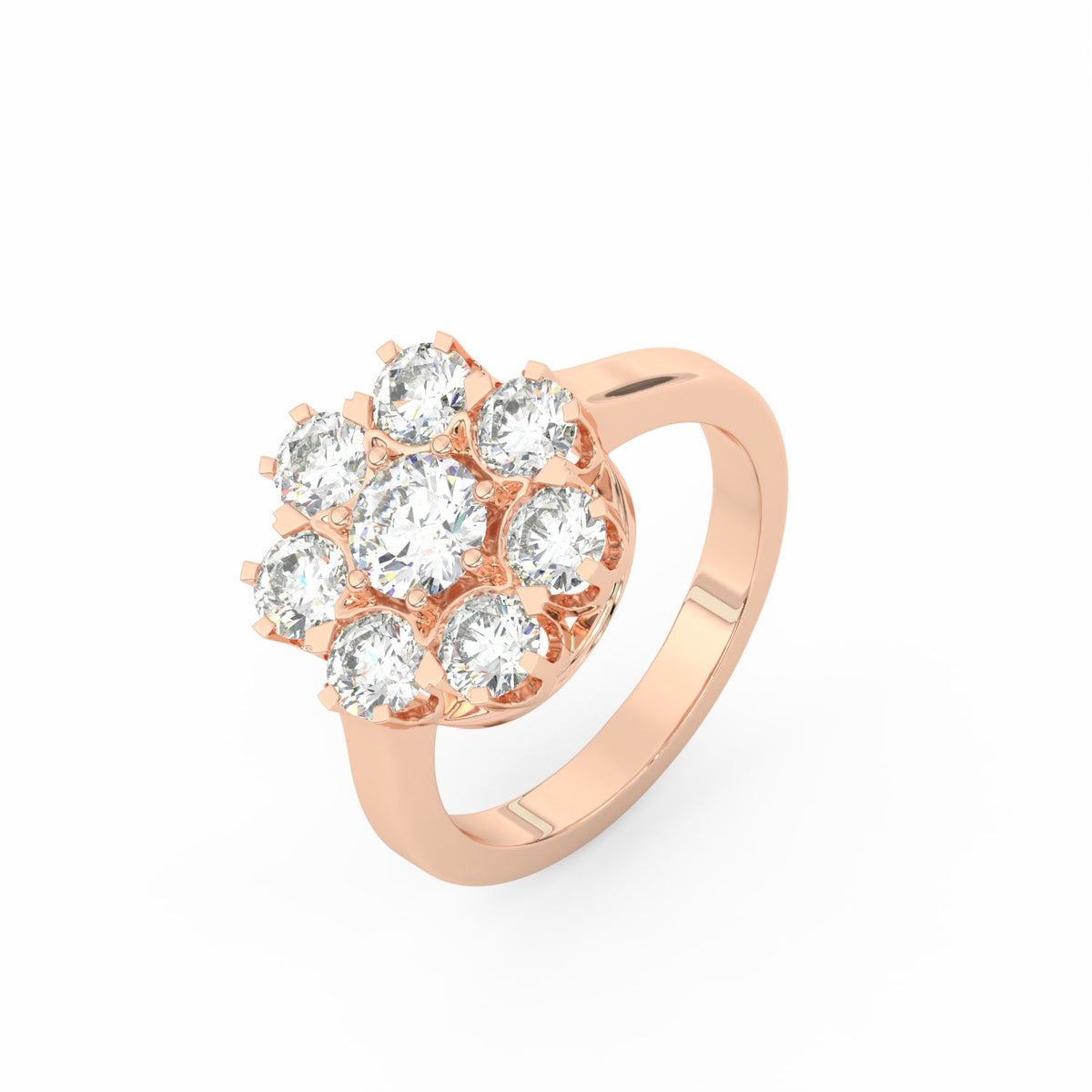 2.29Ct Round Cut Moissanite Women Cluster Engagement Ring 14K Yellow Gold Plated