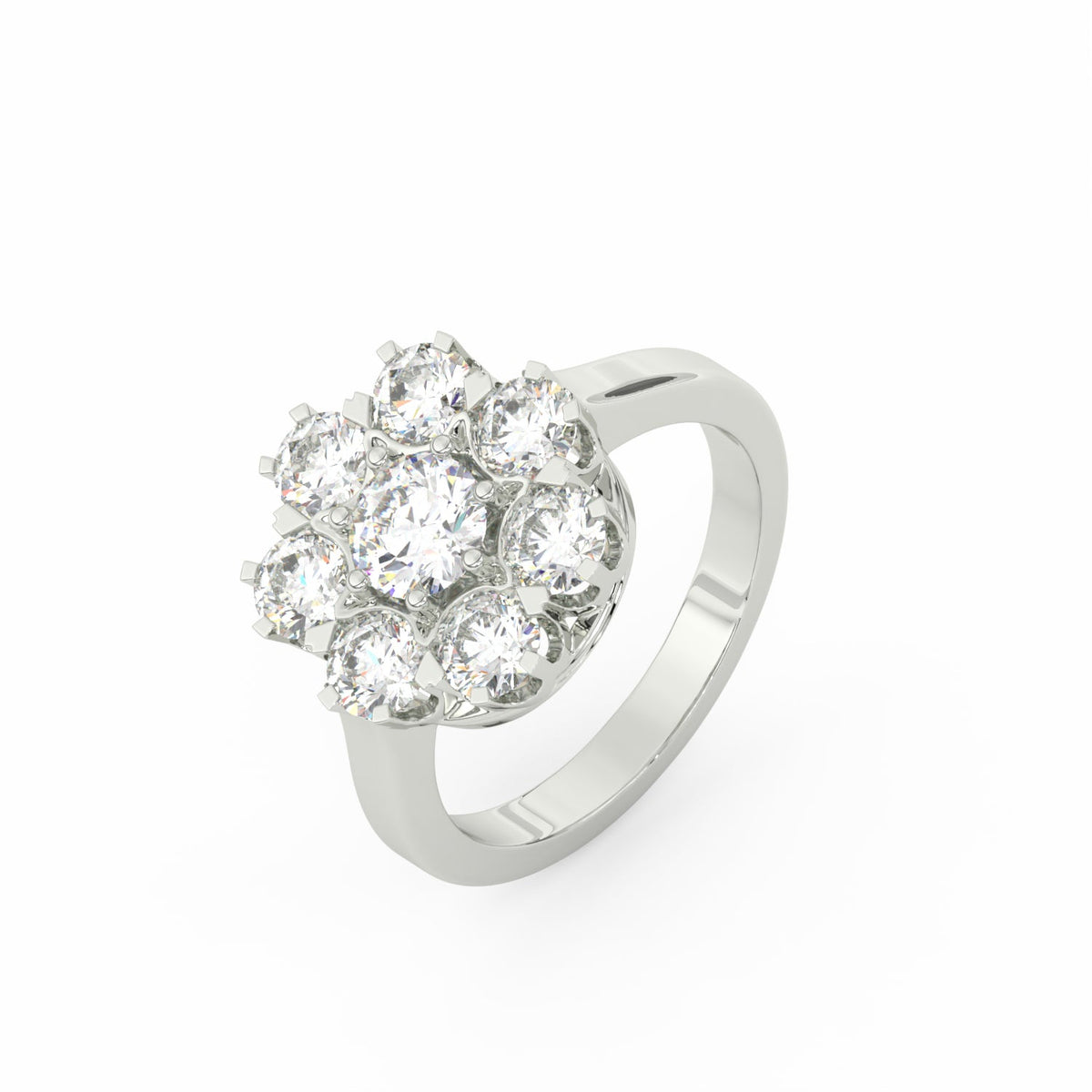 2.29Ct Round Cut Moissanite Women Cluster Engagement Ring 14K Yellow Gold Plated