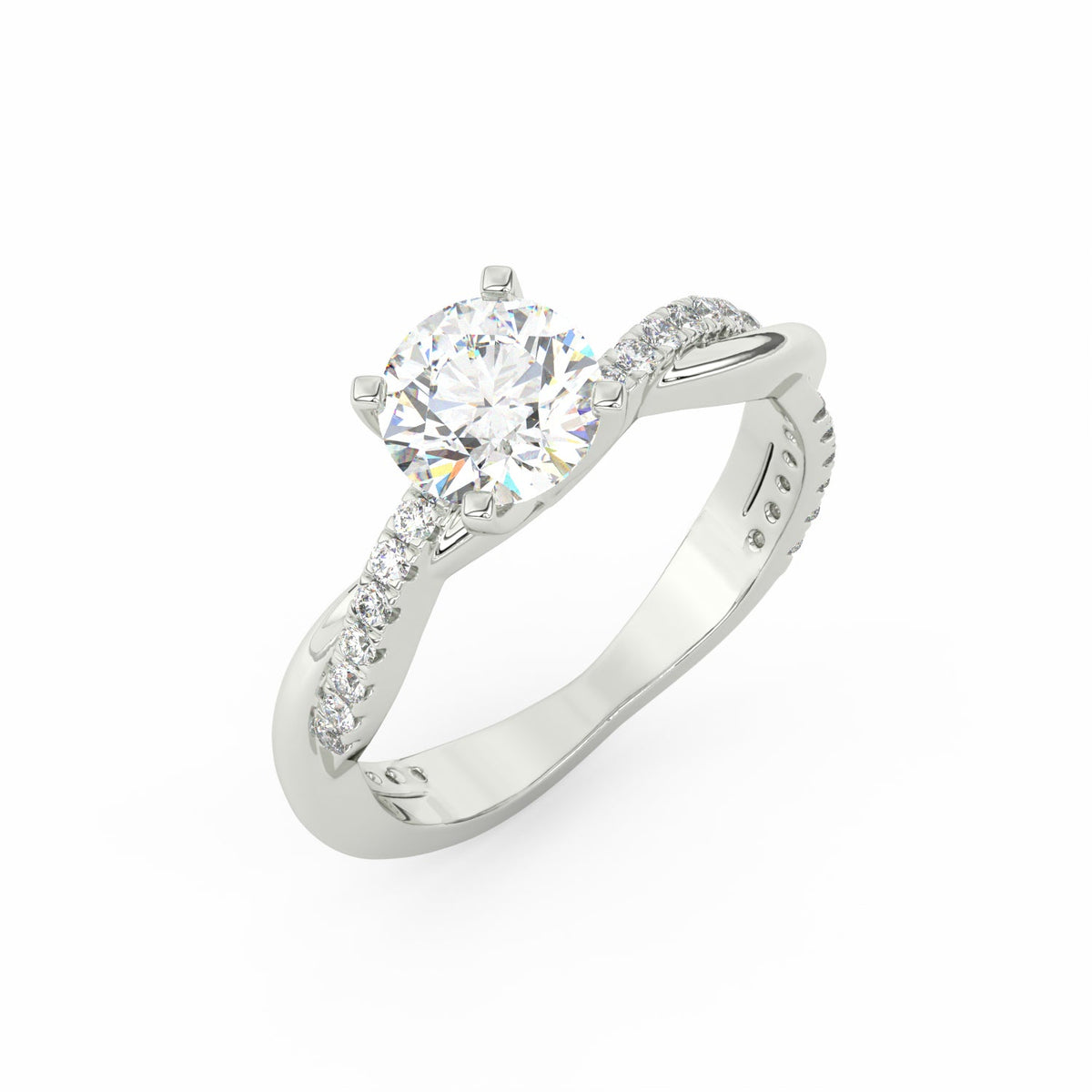 1.50Ct Round Cut Moissanite Twist Solitaire Engagement Ring 14K Yellow Gold Plated