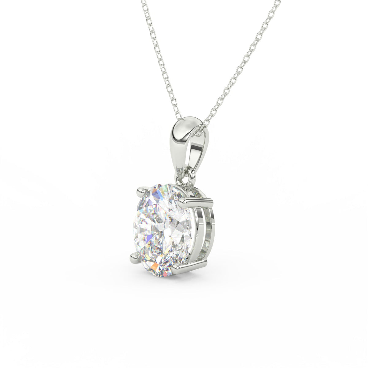 Oval Cut Moissanite Solitaire Pendant in 14K Yellow Gold Plated