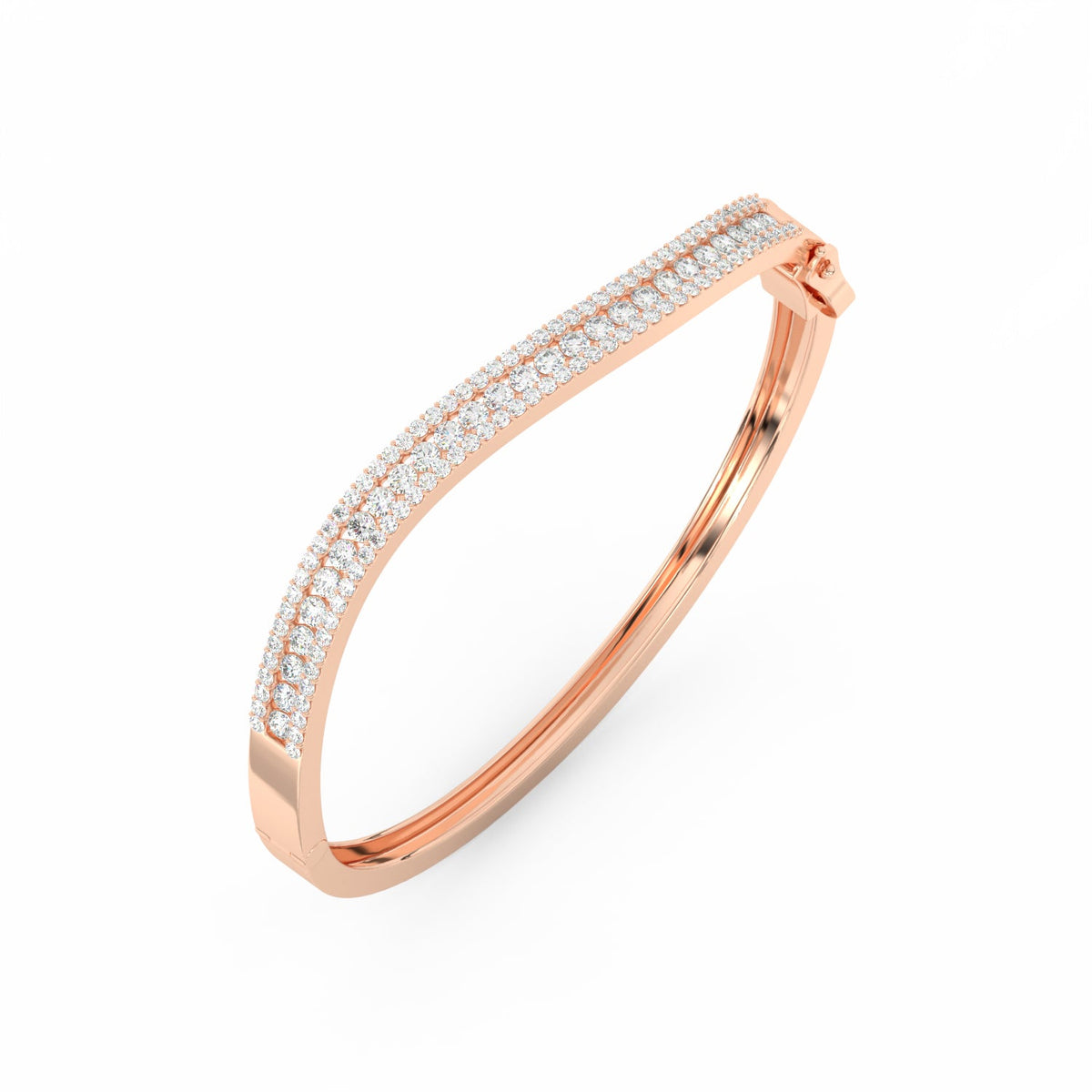 2.55Ct Round Cut Moissanite Wave Bangle Bracelet 14K Yellow Gold Plated