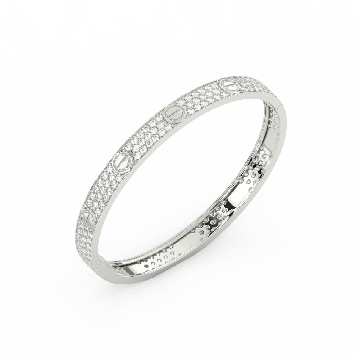 6.80 Ct Round Cut Moissanite Pave Set Cartier Bangle 14K Yellow Gold Plated