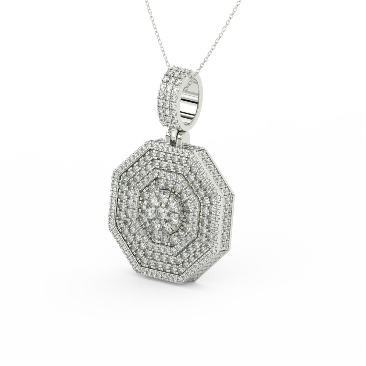 2Ct Round Cut Moissanite Hexagonal Cluster Pendant Necklace 14K Yellow Gold Plated