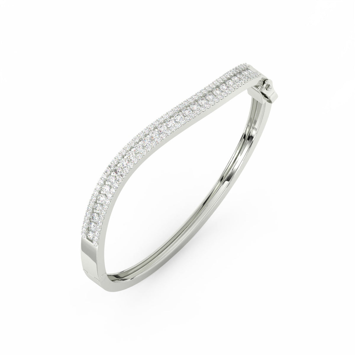 2.55Ct Round Cut Moissanite Wave Bangle Bracelet 14K Yellow Gold Plated