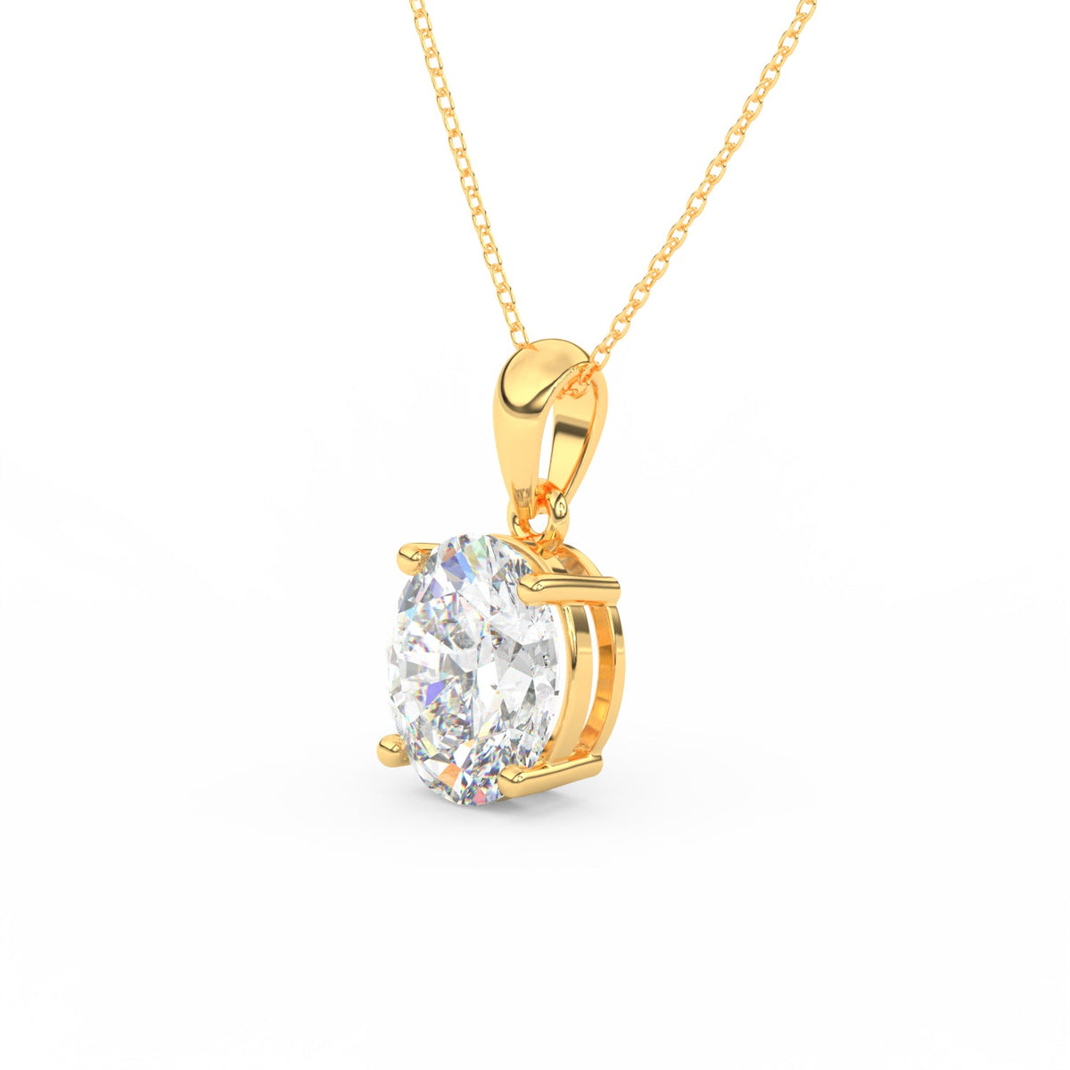 Oval Cut Moissanite Solitaire Pendant in 14K Yellow Gold Plated