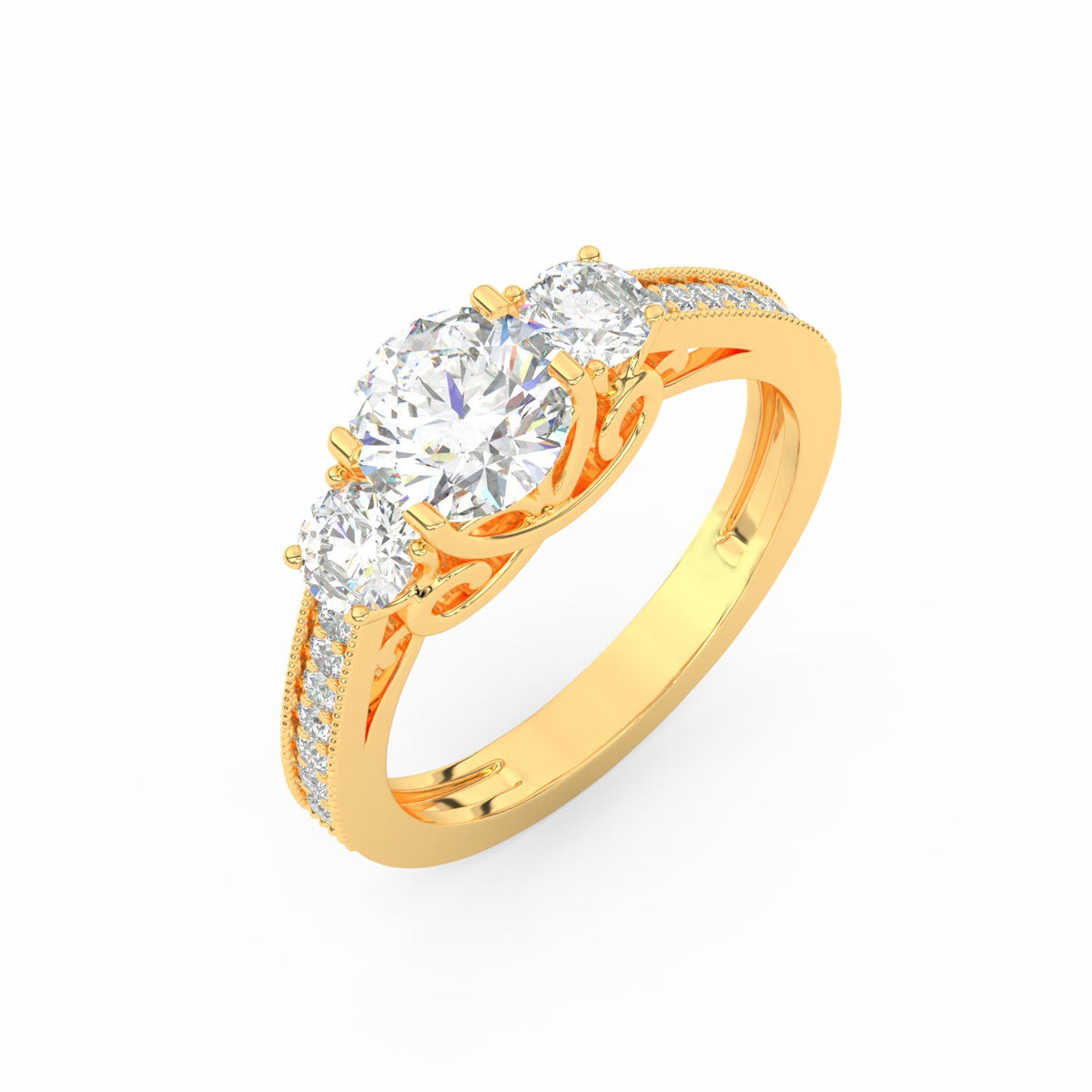 1.95Ct Round Cut Moissanite Women Engagement Wedding Ring 14K Yellow Gold Plated