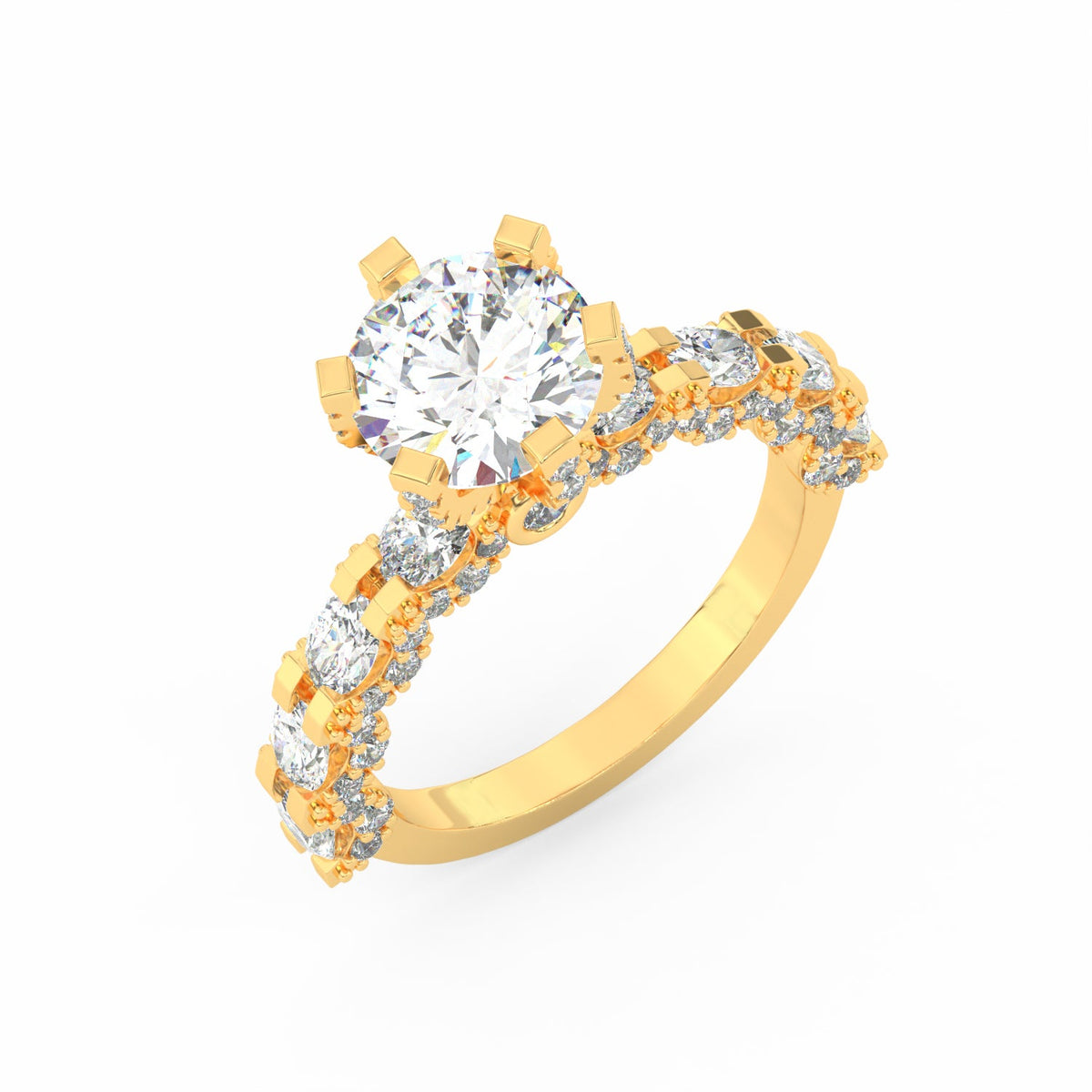 4Ct Round Cut Moissanite Women's Wedding Engagement Ring 14K Yellow Gold Plated