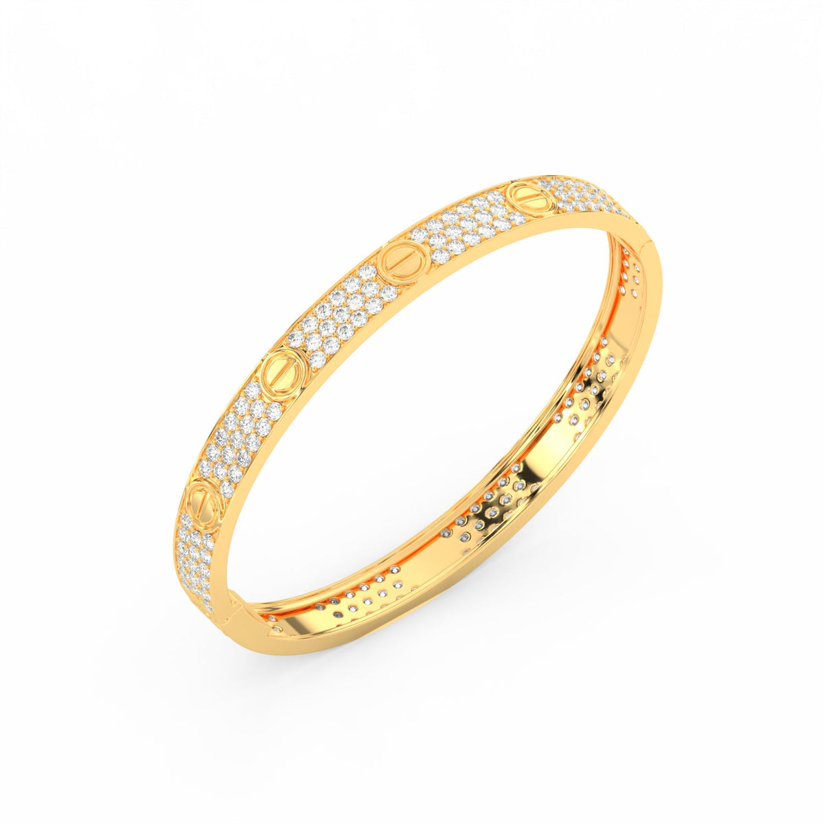 6.80 Ct Round Cut Moissanite Pave Set Cartier Bangle 14K Yellow Gold Plated