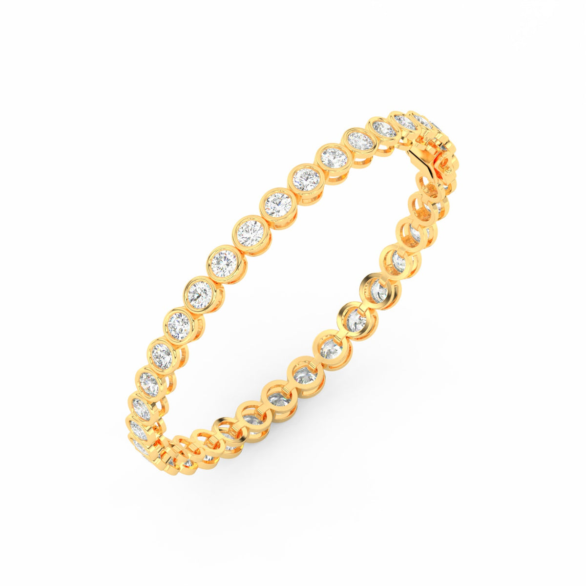 8.70 Ct Round Cut Moissanite Bezel Set Tennis Bracelet 14K Yellow Gold Plated
