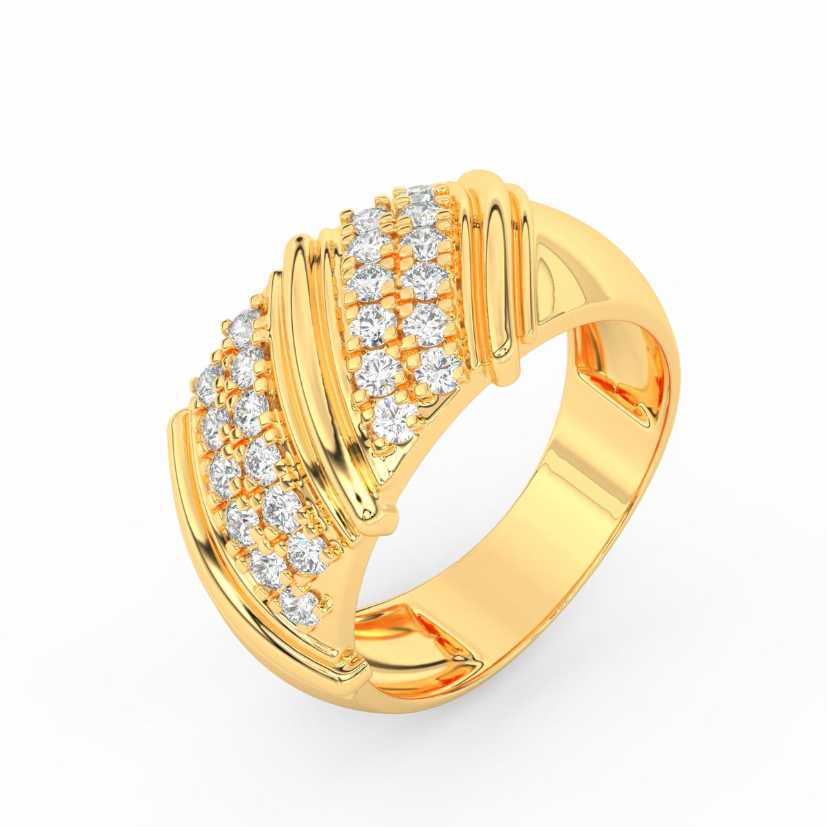 1Ct Round Cut Moissanite Men Cluster Wedding Band Ring 14K Yellow Gold Plated