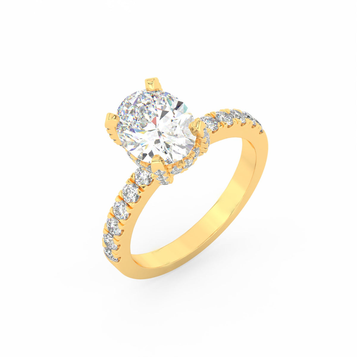 3.18Ct Oval Cut Moissanite Halo Engagement Ring 14K Yellow Gold Plated