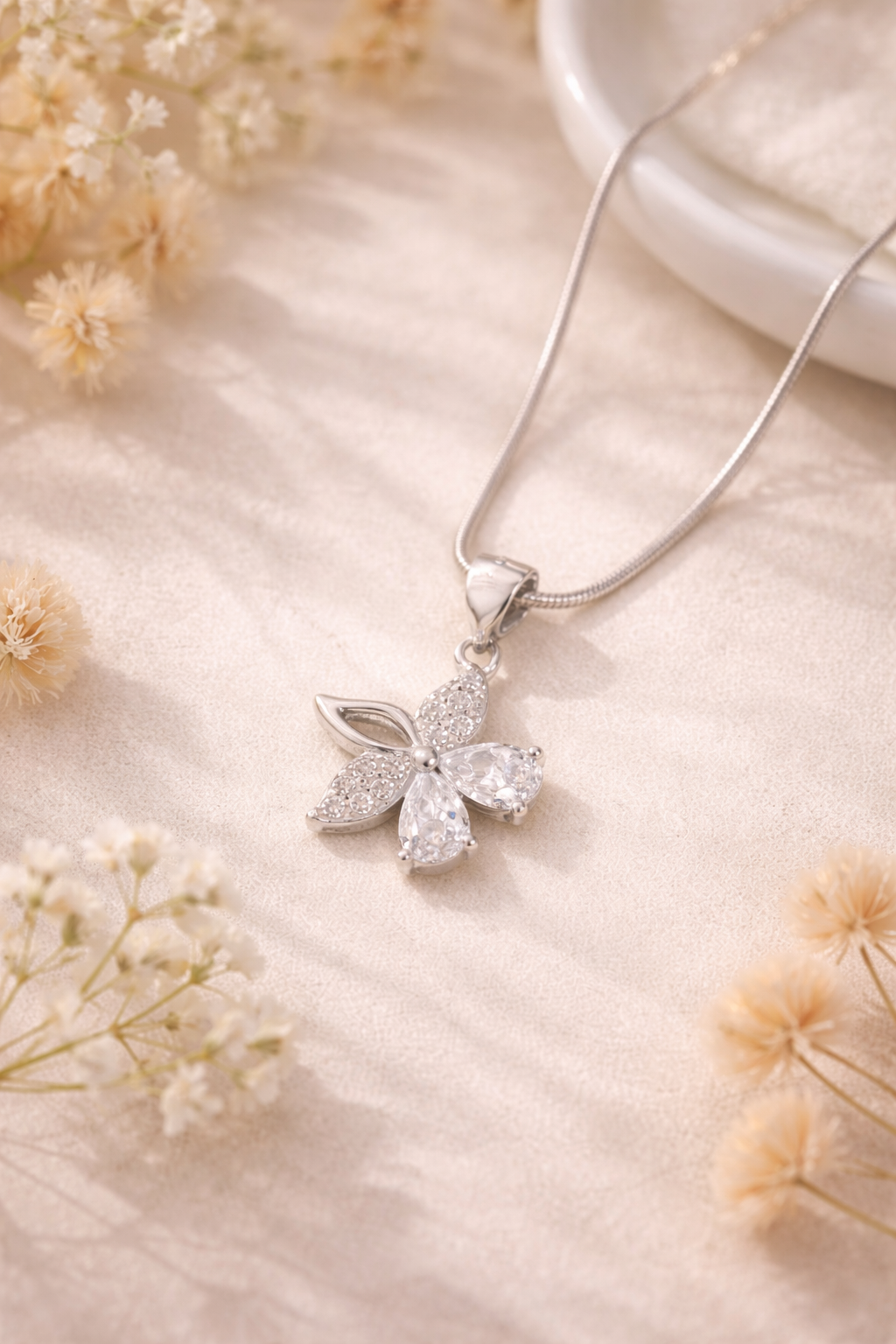 Dainty Floral Sterling Silver Pendant