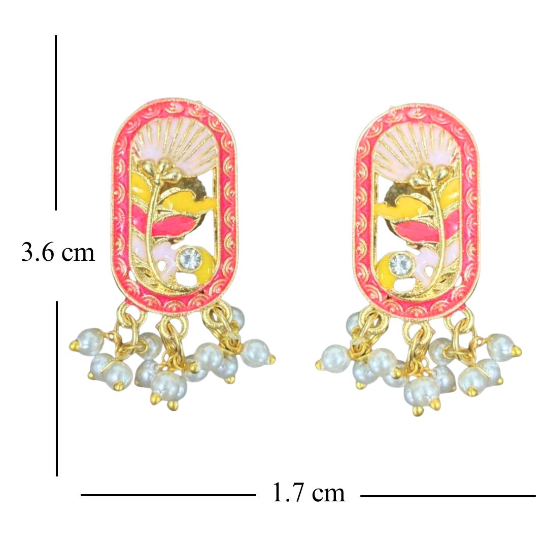 Gold-Plated Pink Pearl Stud Earrings