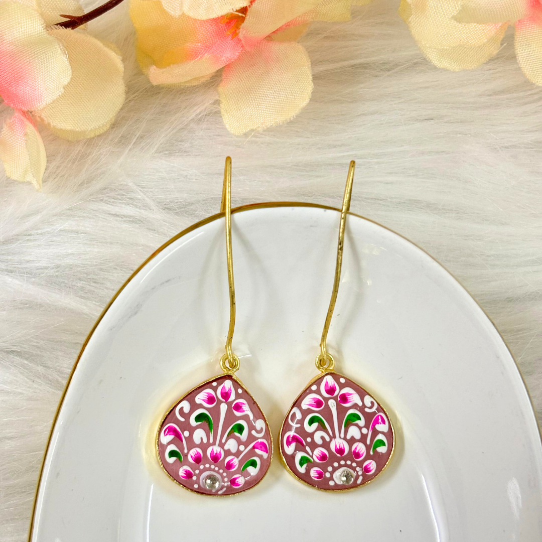 Gold Plated Hand-Painted Earrings