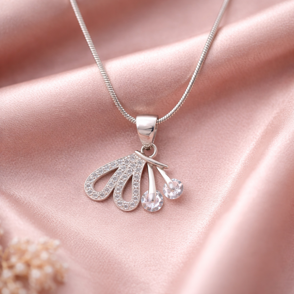 Flutter Half Butterfly Wings Sterling Silver Pendant