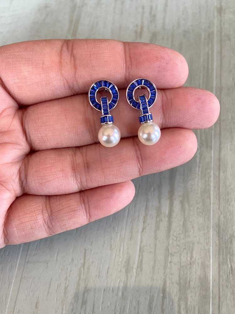 Blue Pearl Earrings Sterling Silver Earrings