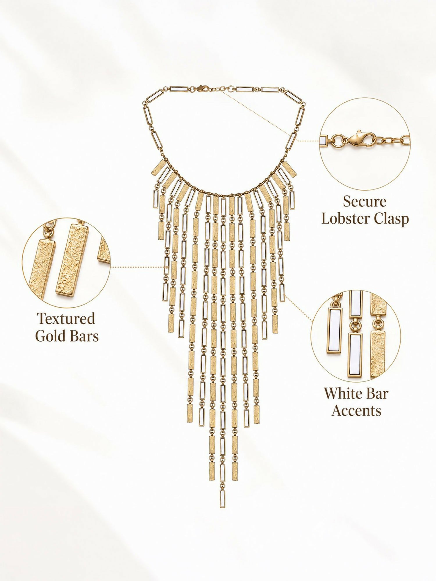 Gold Tone Fringe Statement Necklace