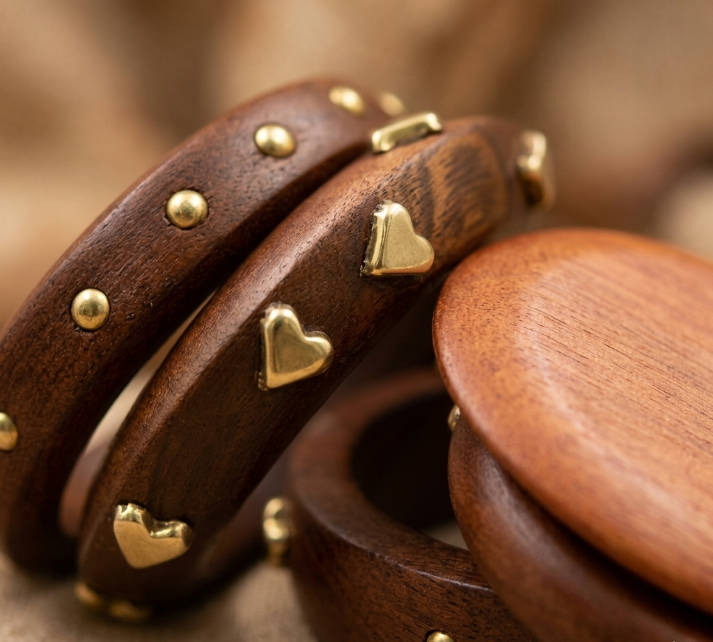 Handcrafted Wooden Bangles Set of 5