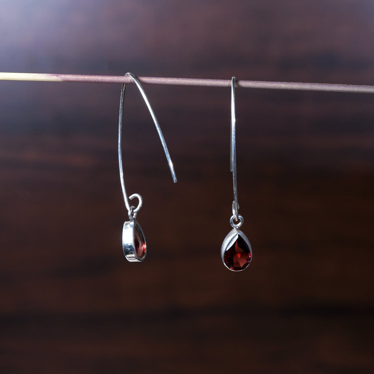 925 Sterling Silver Garnet Earrings for Women | Gemstone Earrings | Handmade Silver Jewelry | Elegant Daily Wear Gift