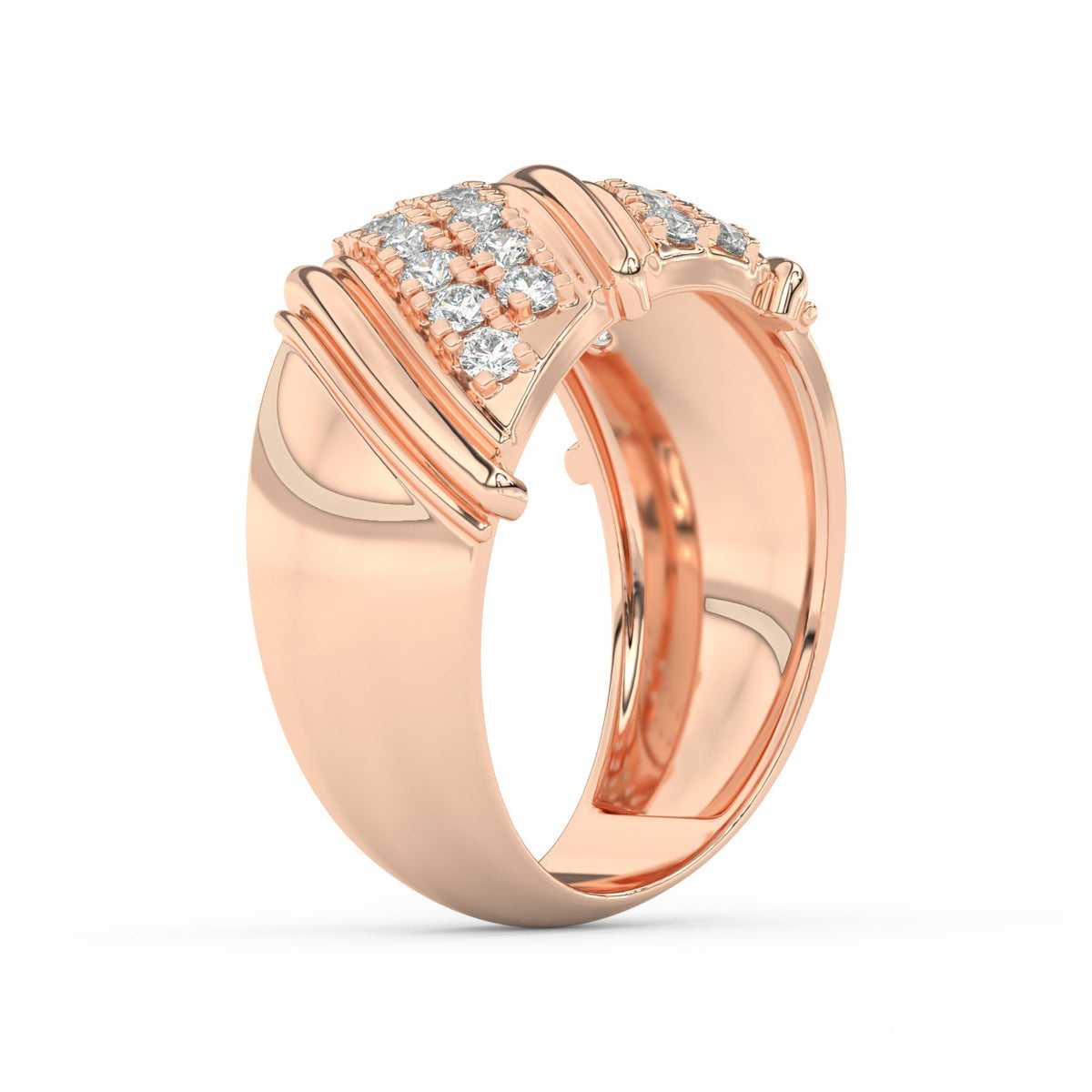 1Ct Round Cut Moissanite Men Cluster Wedding Band Ring 14K Yellow Gold Plated