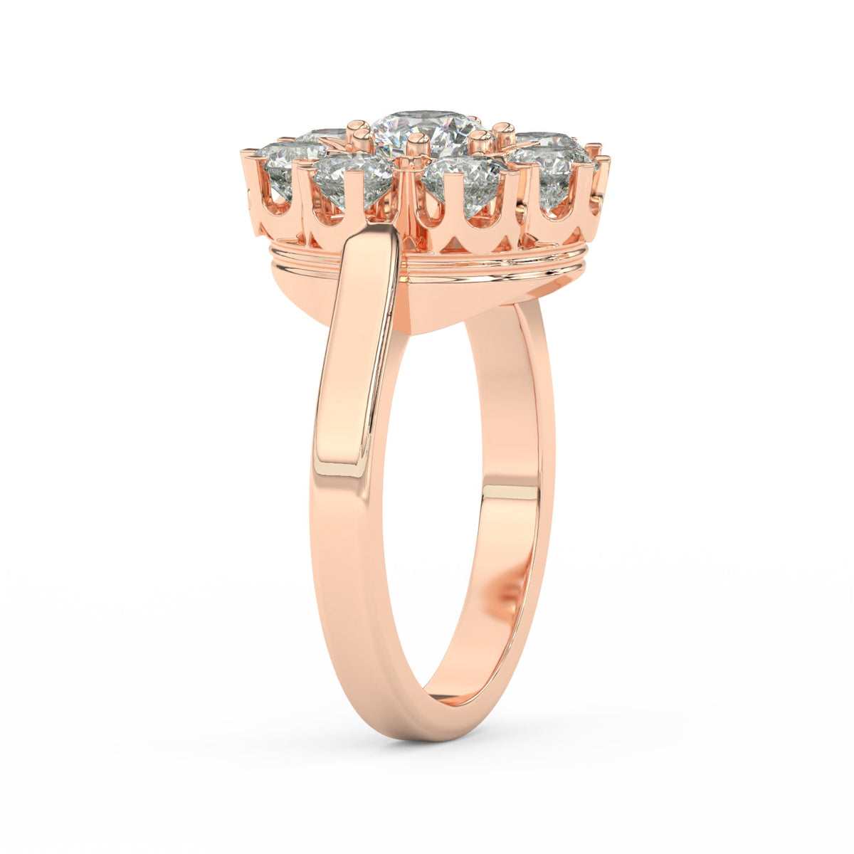 2.29Ct Round Cut Moissanite Women Cluster Engagement Ring 14K Yellow Gold Plated