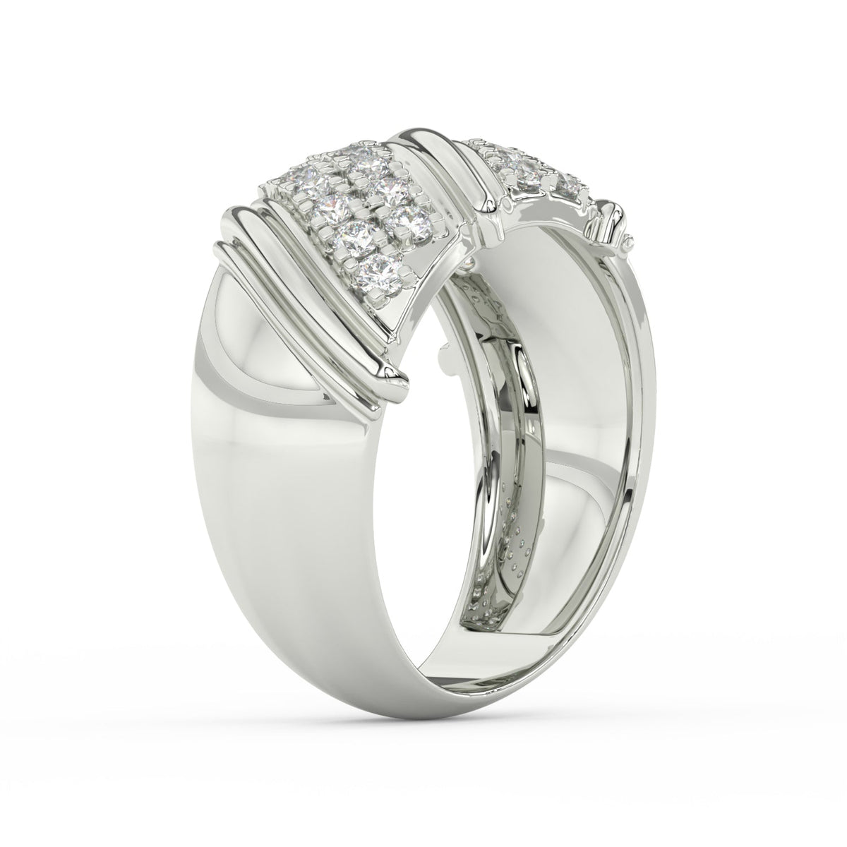 1Ct Round Cut Moissanite Men Cluster Wedding Band Ring 14K Yellow Gold Plated