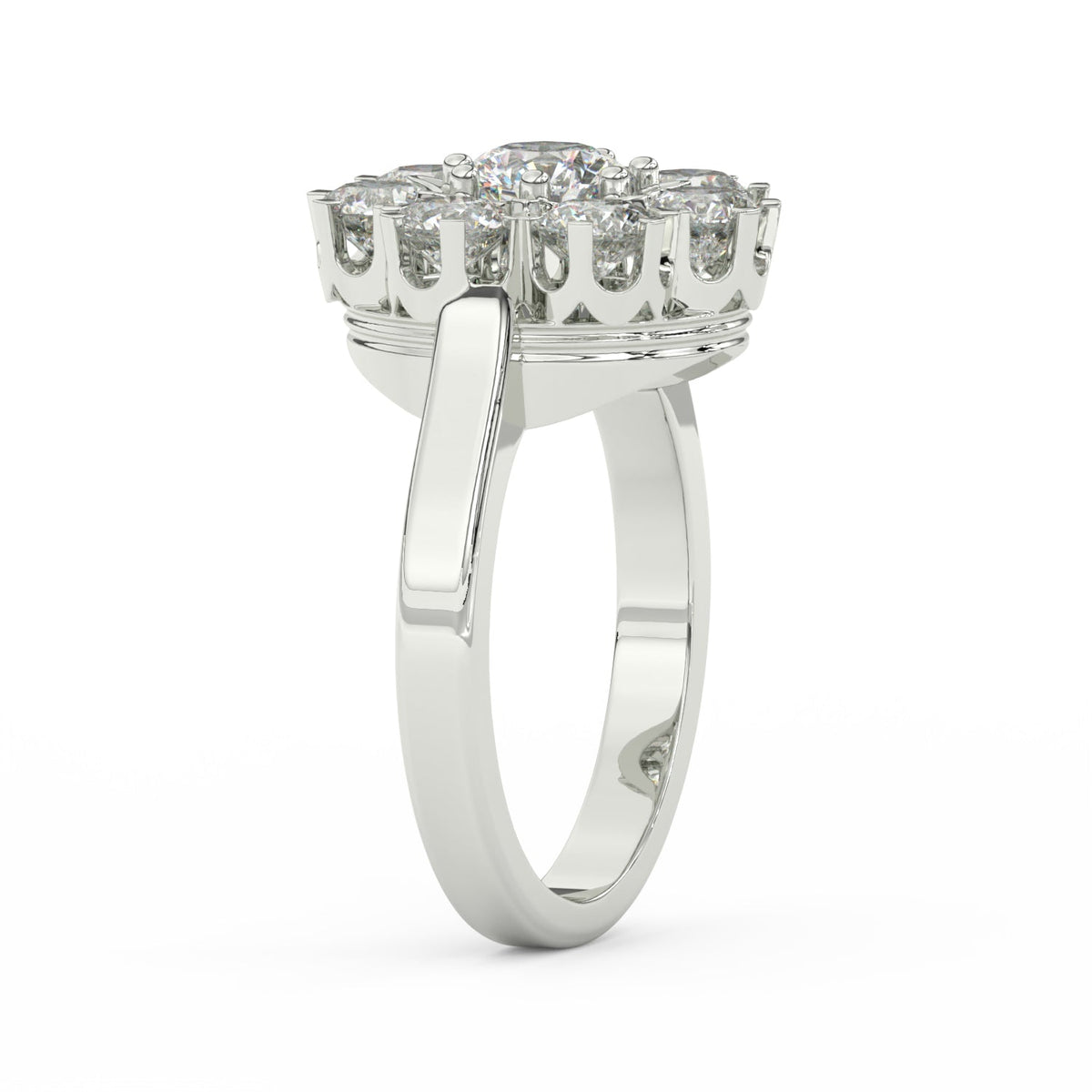 2.29Ct Round Cut Moissanite Women Cluster Engagement Ring 14K Yellow Gold Plated