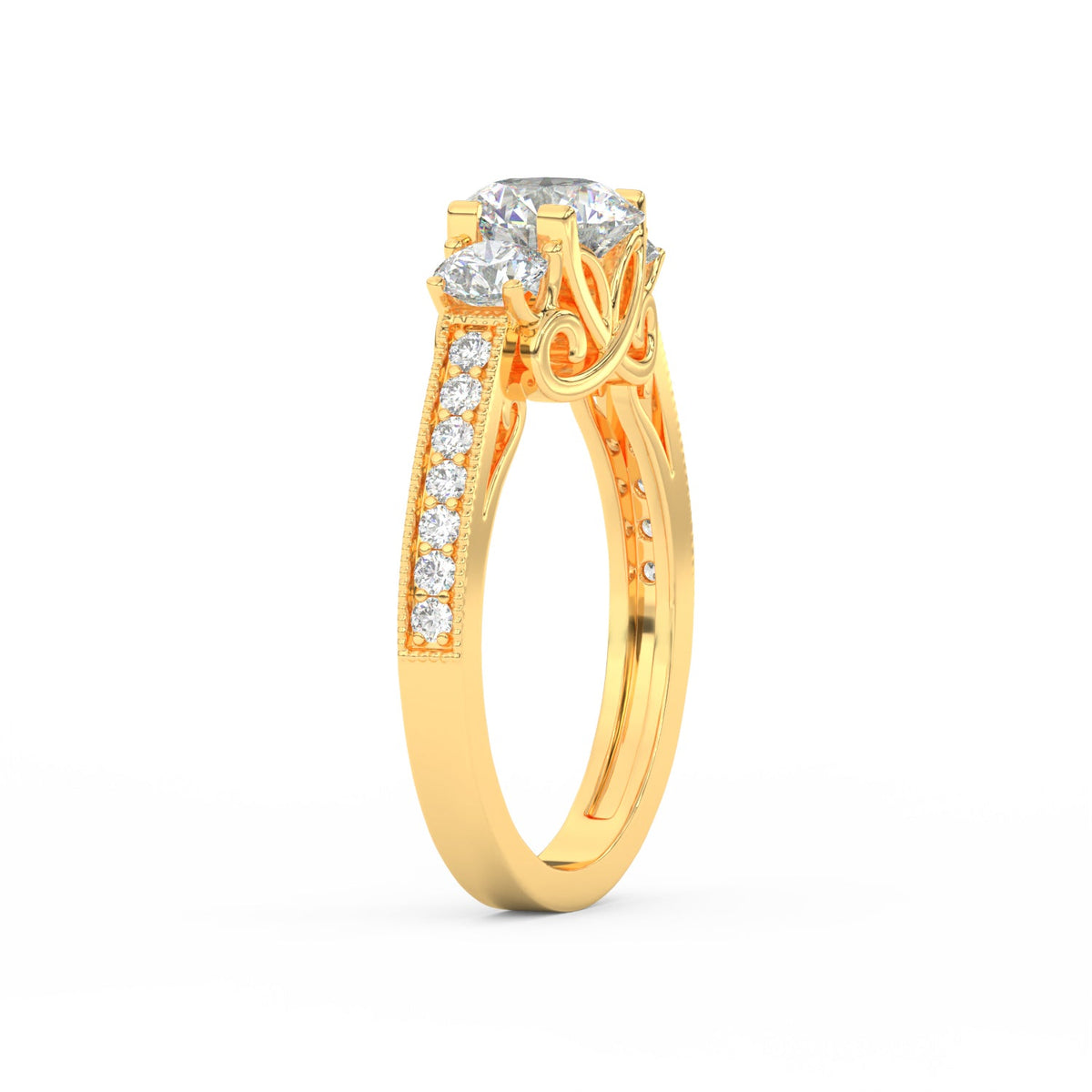 1.95Ct Round Cut Moissanite Women Engagement Wedding Ring 14K Yellow Gold Plated