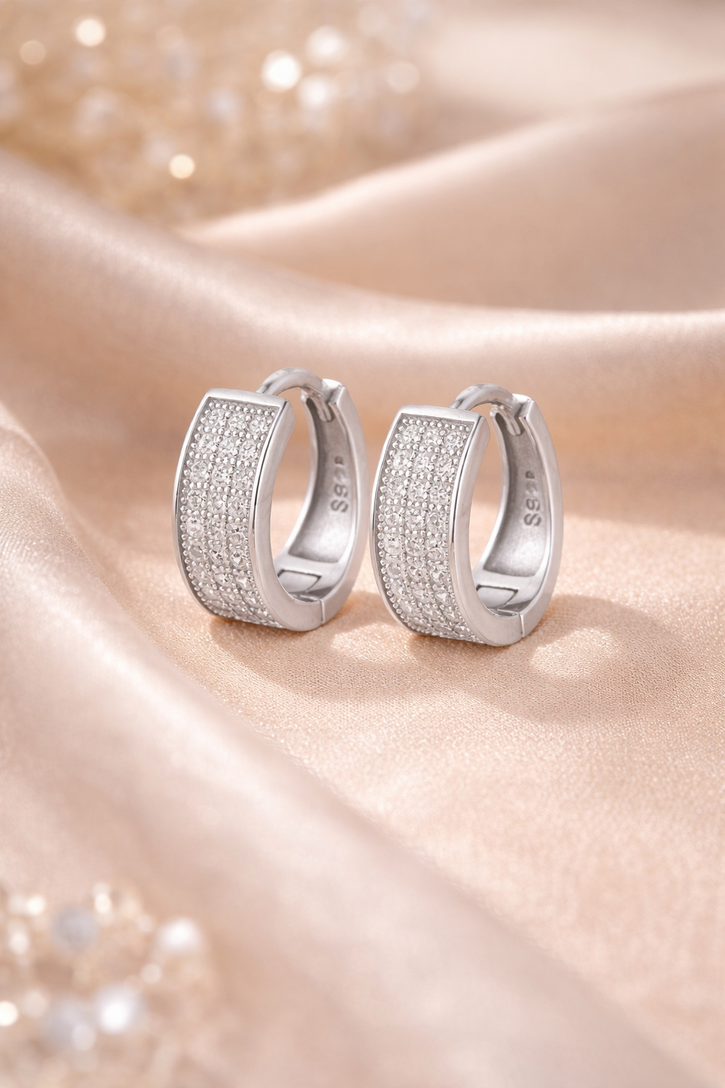 Elegant Chunky Hoop Earrings with Full Stone Detailing