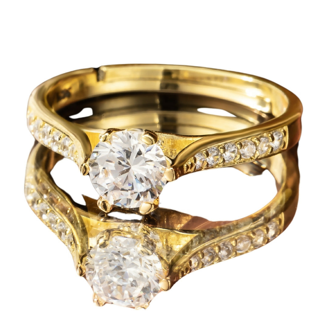 Gold Plated Valentine Silver Ring, Adjustable Gold Rings For Women & Girls (Adjustable)
