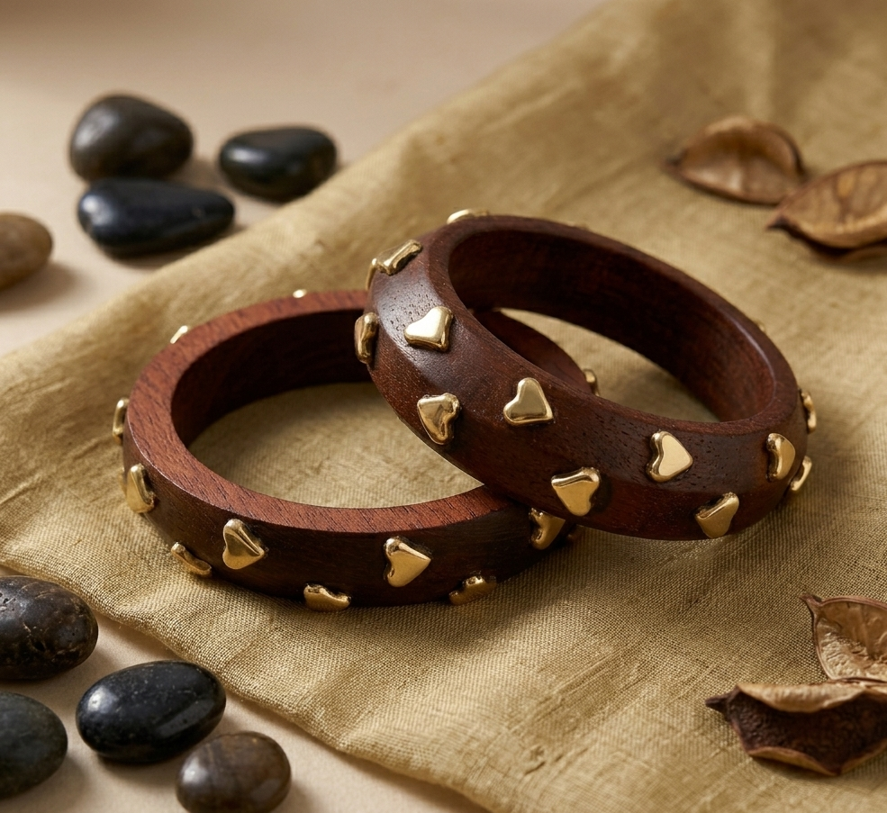 Handcrafted Wooden Bangles Set of 2