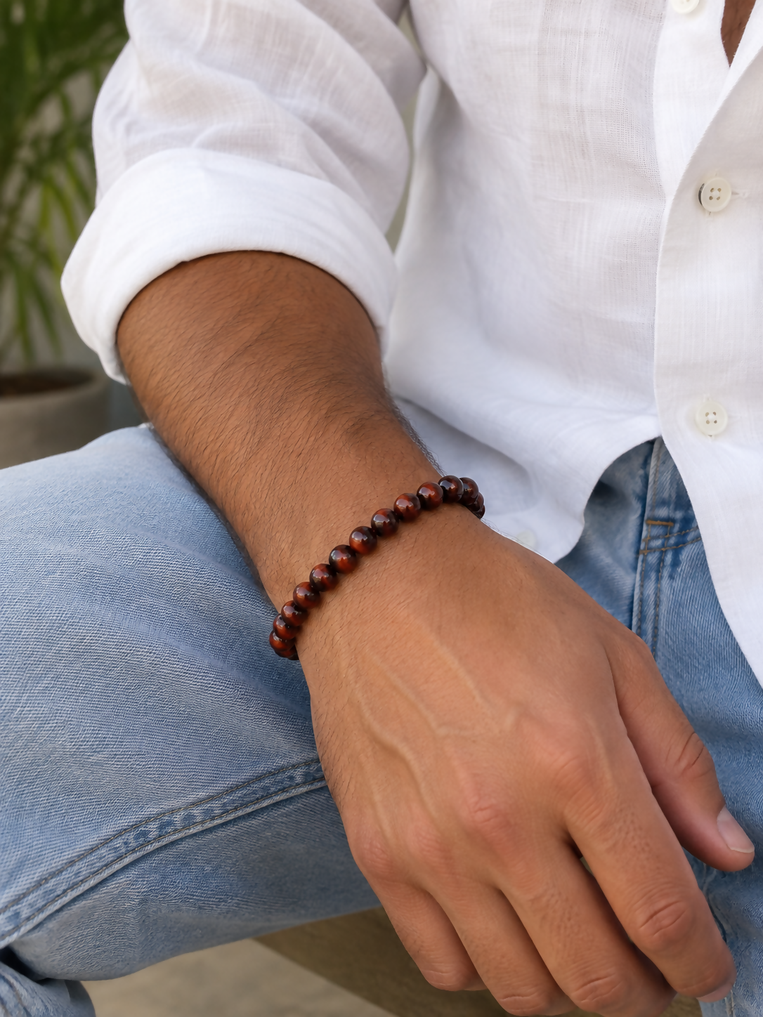 Natural Red Tiger Eye 8mm Gemstone Bracelet