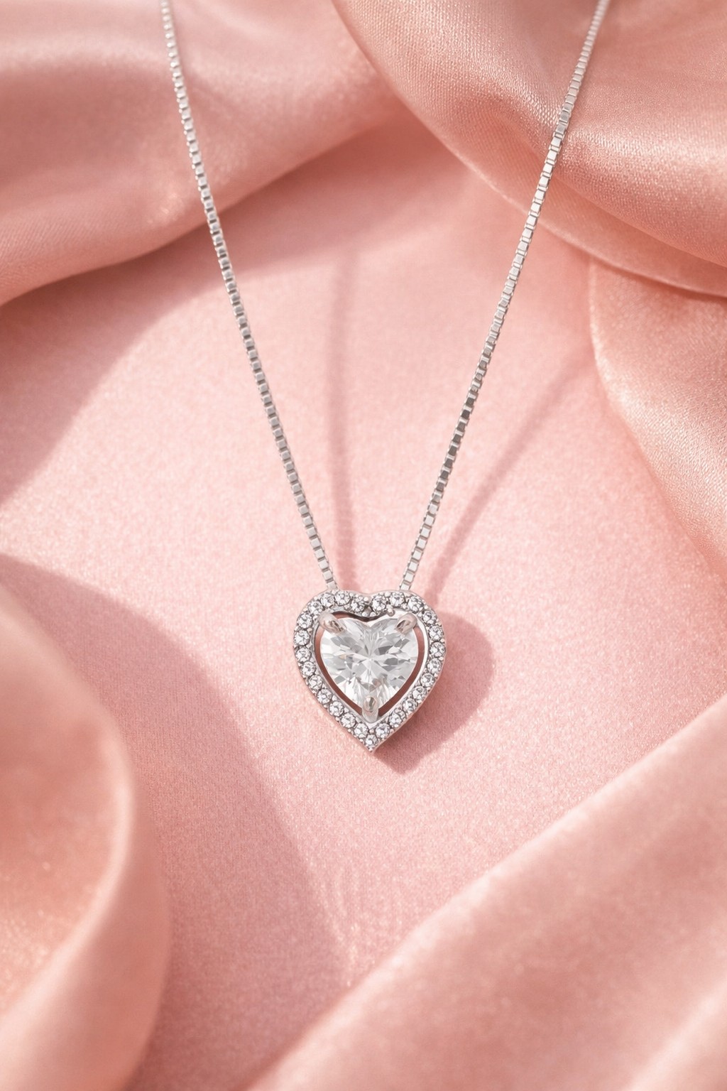 Heart Shaped Sterling Silver CZ  Pendant Charm