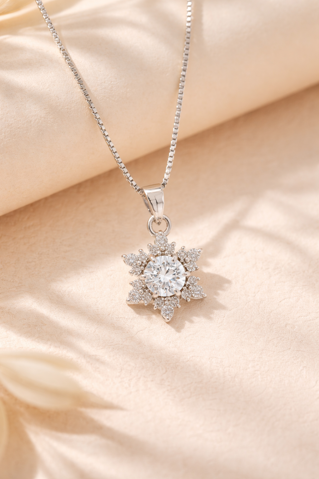 Snowflake Sterling Silver CZ  Pendant Charm