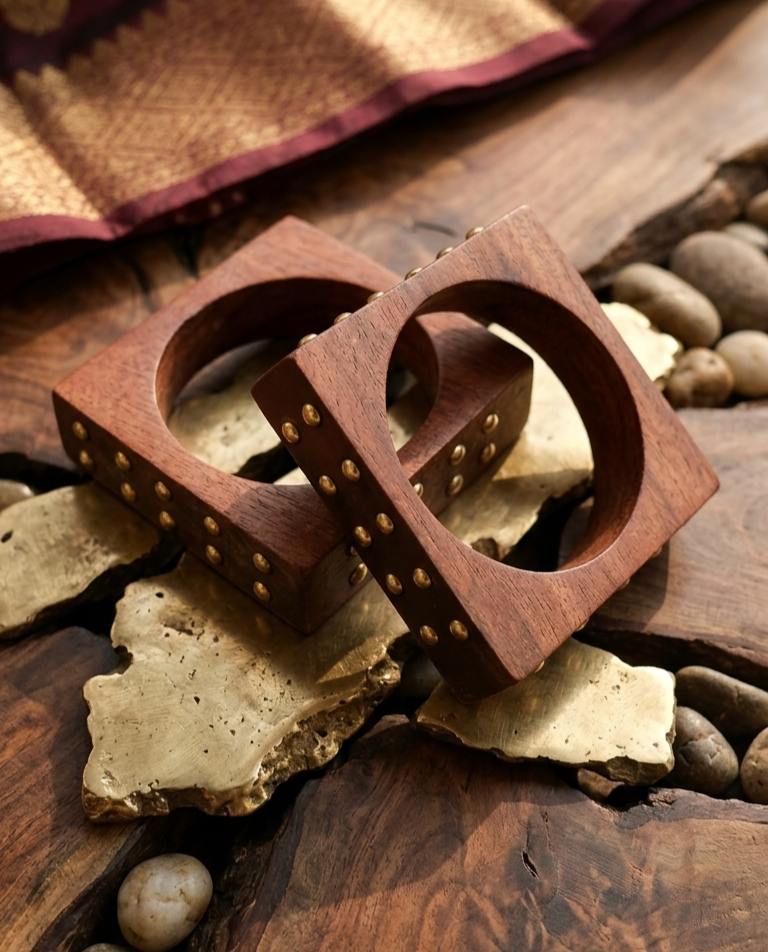 Handcrafted Wooden Bangles Set of 2