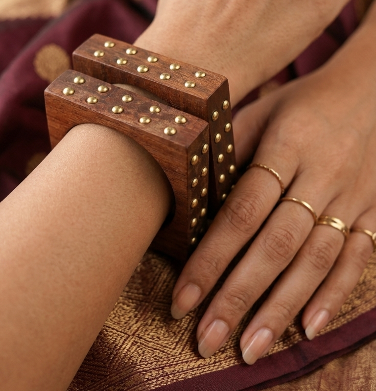 Handcrafted Wooden Bangles Set of 2