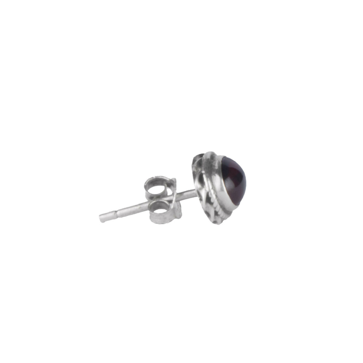 925 Sterling Silver Garnet Eartops for Women | Natural Red Gemstone Stud Earrings | High Polish Silver Jewelry Gift