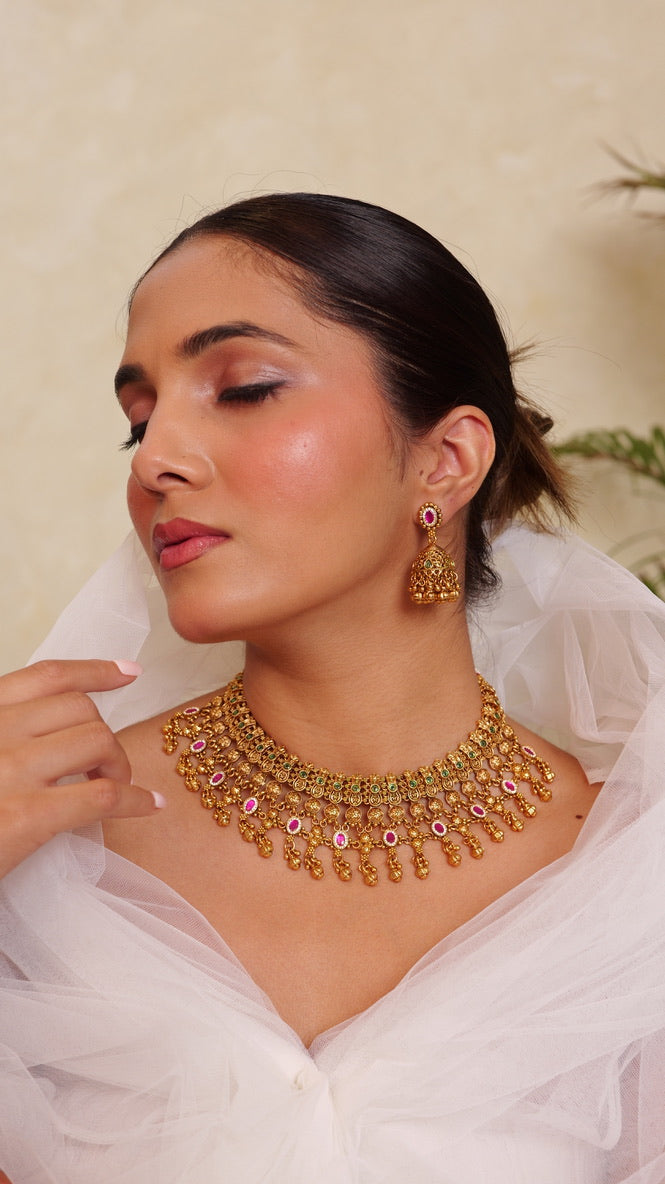 Gulnaar Stone Temple Choker Set