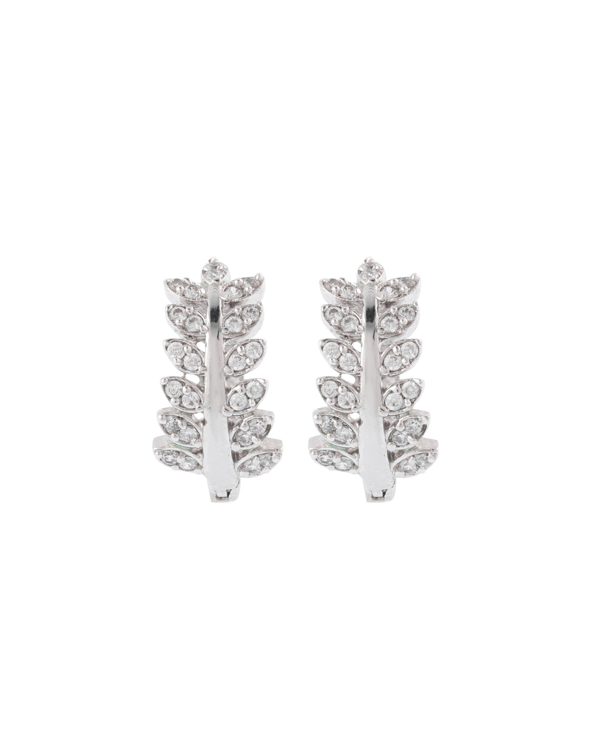 925 Silver CZ Stone Huggie Earrings