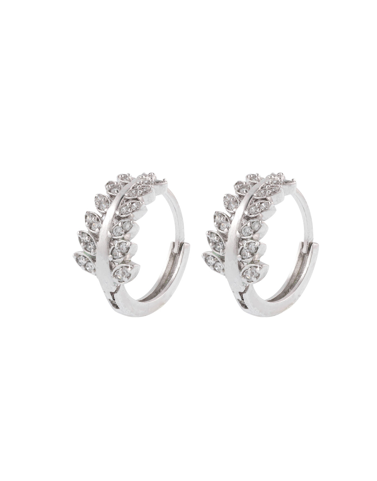 925 Silver CZ Stone Huggie Earrings